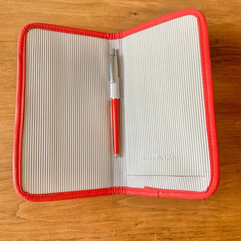 Avon Red Order Book Cover Folio Vintage in Box Pen